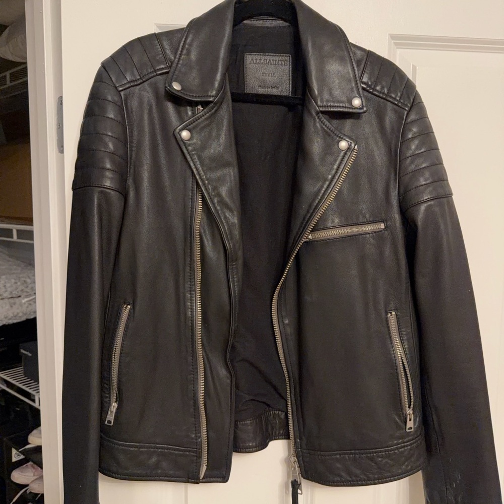 All Saints Black Leather Moto Jacket